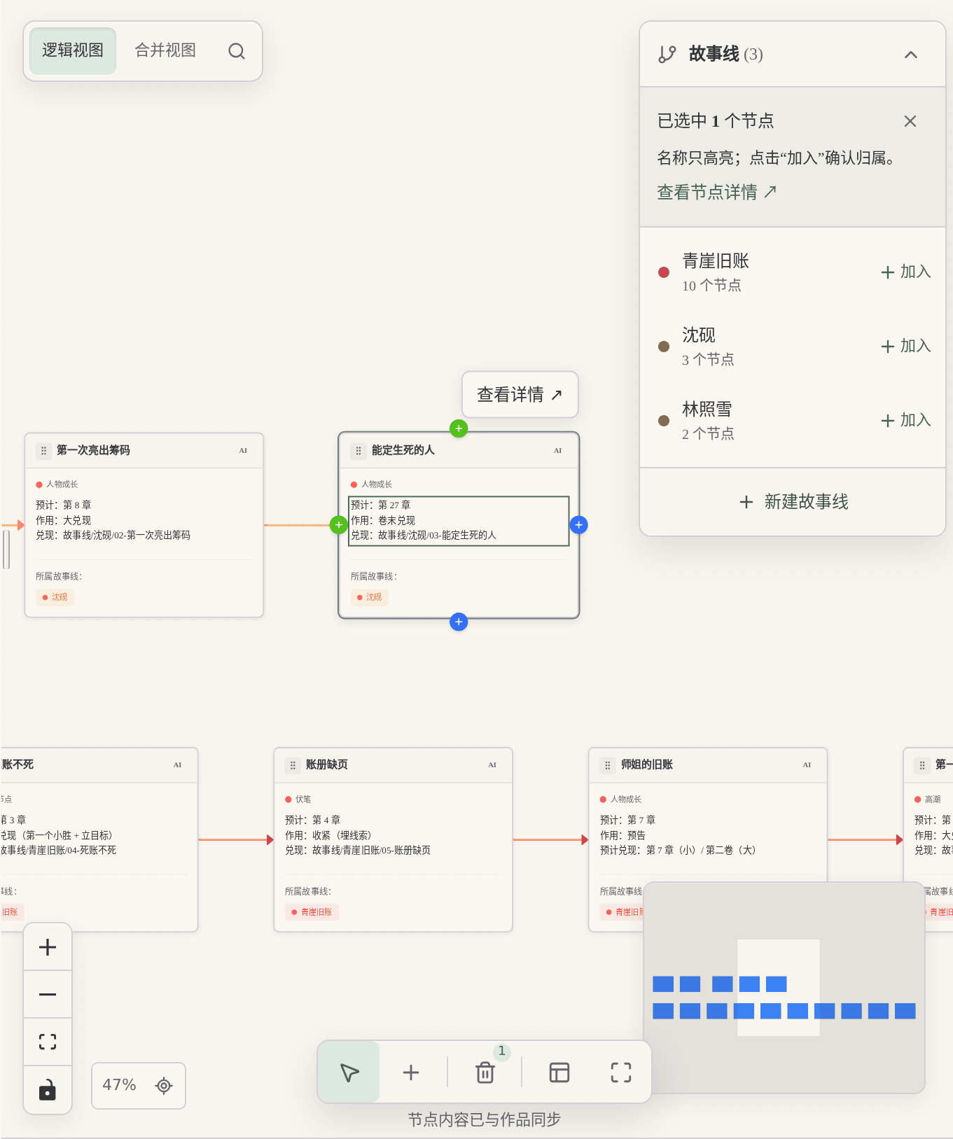 馬良寫作規劃畫布與故事線